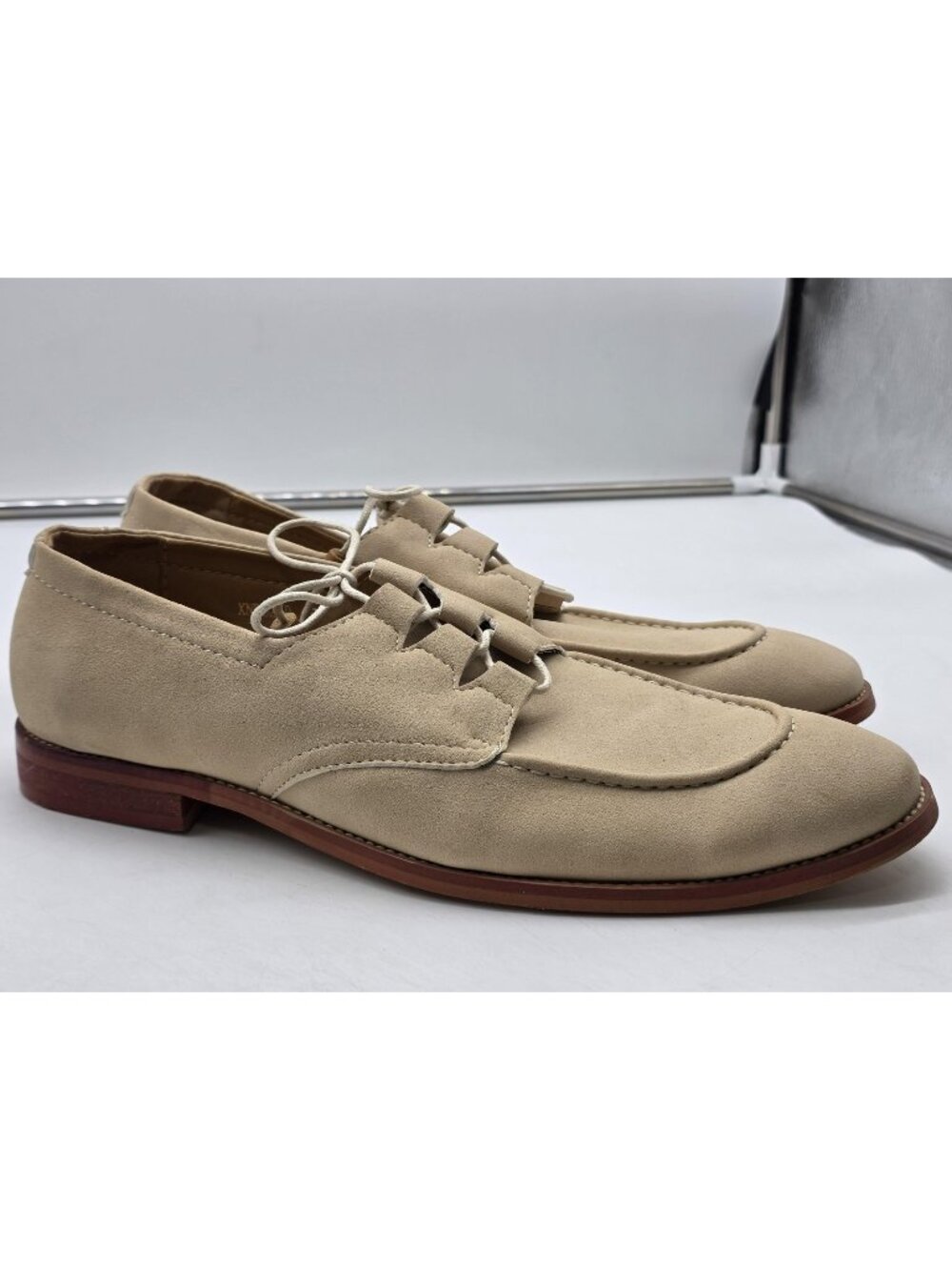 Shoes Mens Size 12 Beige Nubuck Lace Up Derby Tassel Lined Dress Casual XNB32LD